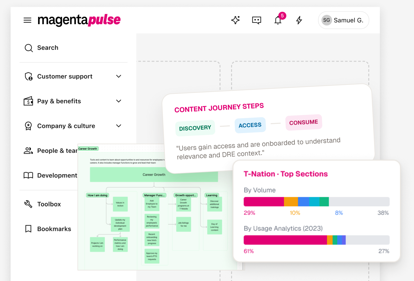 Magenta Pulse platform — unified navigation, journey mapping, and content analytics