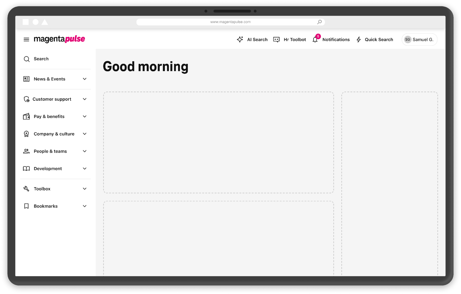 The MVP navigation: L1 categories in the side nav, mirroring the IA